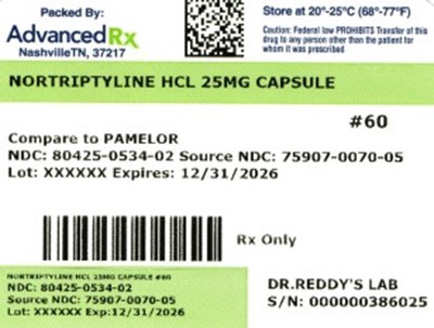 Nortriptyline HCl 25mg #60 (Nortriptyline HCl 25mg 80425 0534 02)